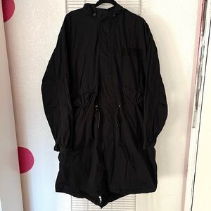 TopMan Fishtail Long Coat Jacket With Hood